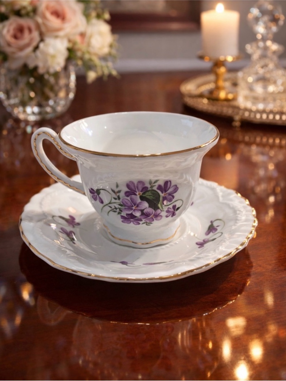 Vintage Crown Dorset Staffordshire England Tea Cup and Saucer Set